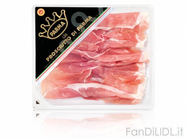 Prosciutto di Parma DOP , prezzo 1,39 &#8364; per 90 g, € 15,44/kg EUR. 
- ...