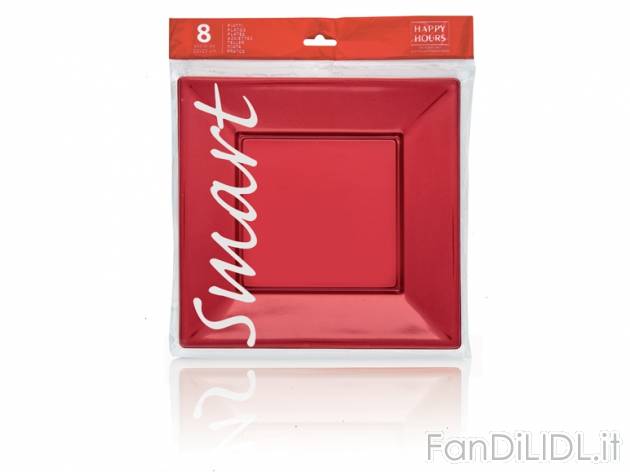 Piatti di plastica rossi quadrati , prezzo 1,99 &#8364; per Alla confezione ...