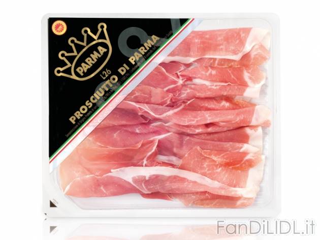 Prosciutto di Parma DOP , prezzo 1,39 &#8364; per 90 g, € 15,44/kg EUR. 
- ...