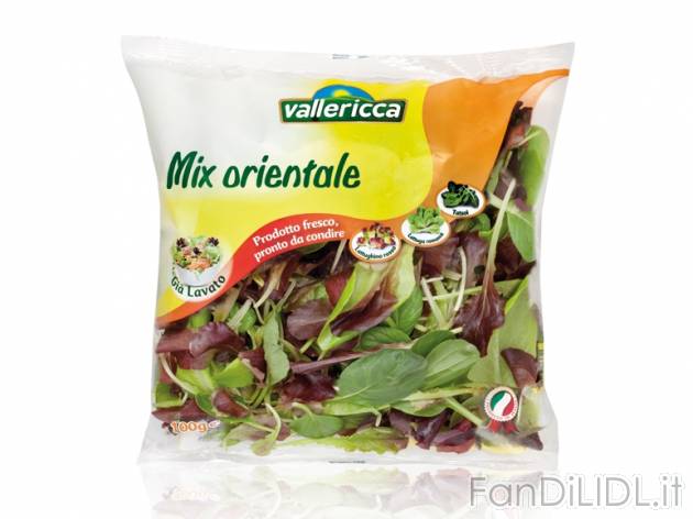 Mix orientale Vallericca, prezzo 0,75 &#8364; per 100 g, € 7,50/kg EUR. 
- ...