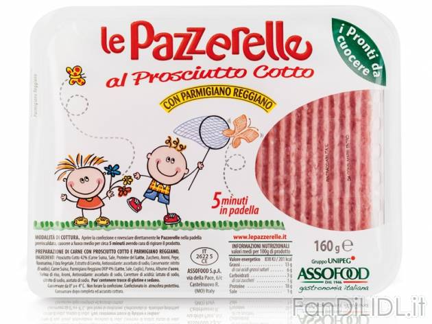 Pazzerelle con prosciutto cotto , prezzo 1,49 &#8364; per 2x 80 g, € 9,31/kg ...