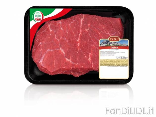 Tagliata di bovino adulto Realvalle, prezzo 2,99 &#8364; per 300 g, € 9,97/kg ...