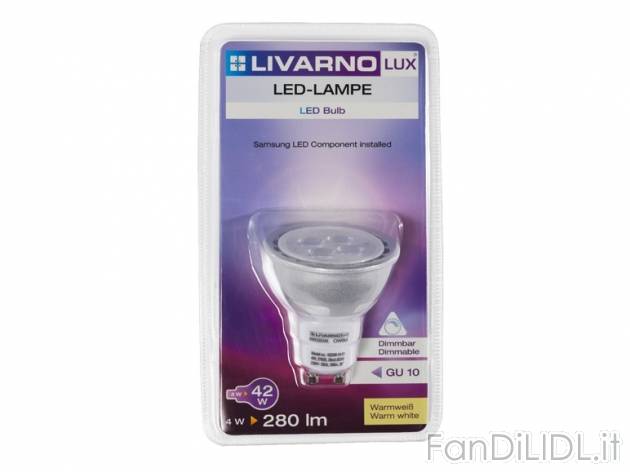 Faretto a LED 4W Livarno Lux, prezzo 7,99 &#8364; per Alla confezione 
- Dimmerabile ...