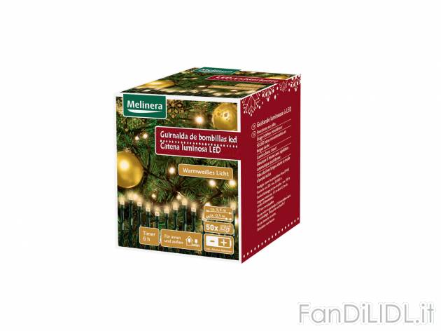 Catena Luminosa Natalizia Auting 2m Con 20 LED Babbo Natale | Luce Bianca Calda Con Timer Per Interni/Esterni