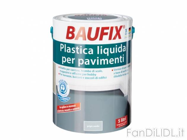Plastica liquida per pavimenti grigio o grigio chiaro Baufix, 5 l , prezzo 19,99 ...
