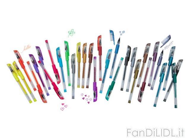 Confezione 18 Penne Gel Per Arte – Colori Metallizzati E Glitter – Punta Fine 0,5 Mm – Per Disegno E Lettering