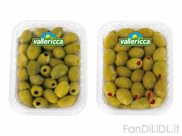 Olive verdi Vallericca, prezzo 1,49 &#8364; per 250 g, € 5,96/kg EUR. 
- A ...