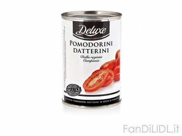 Pomodorini datterini Deluxe, prezzo 0,69 &#8364; per 400 g, € 1,73/kg EUR. ...