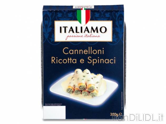Cannelloni con ricotta e spinaci Italiamo, prezzo 2,49 &#8364; per 350 g, € ...