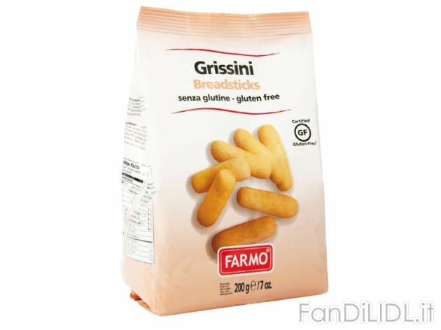 Grissini senza glutine , prezzo 1,49 &#8364; per 200 g, € 7,45/kg EUR. 
- ...