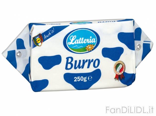 Burro pastorizzato , prezzo 1,29 &#8364; per 250 g, € 15,16/kg EUR. 
- Alla ...