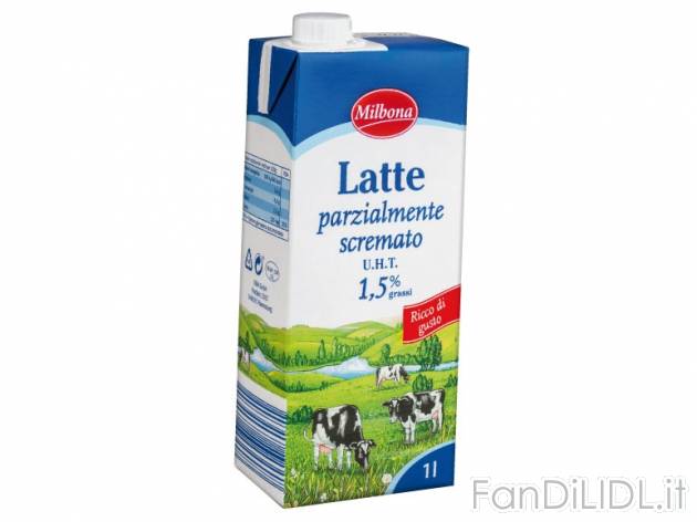 Latte UHT , prezzo 0,65 &#8364; per 1 l confezione 
-  Parzialmente scremato
