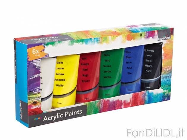Set colori acrilici , prezzo 5,99 &#8364; per Al set 
- Colori molto brillanti
- ...