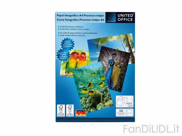 Carta fotografica A4, 50 fogli United Office, prezzo 5,99 &#8364; per Alla confezione ...
