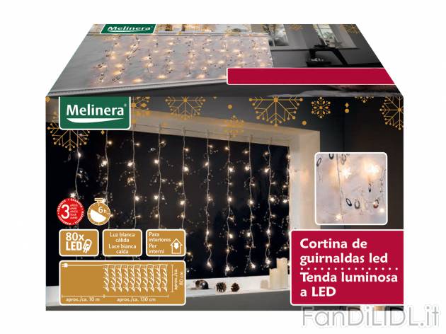 Tenda luminosa a LED Melinera, le prix 17.99 &#8364; 
- Per interni
- 80 LED ...