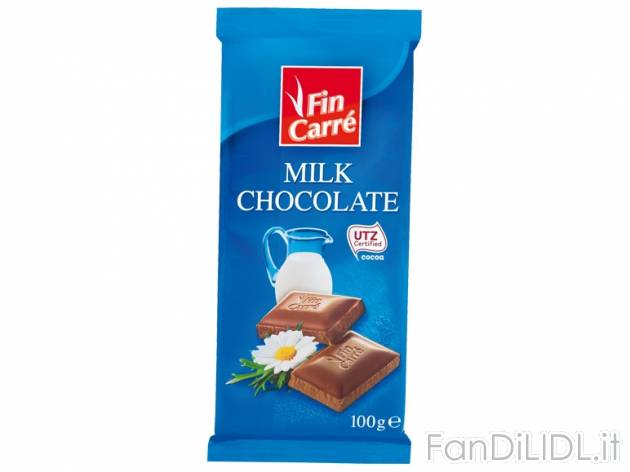 Cioccolato al latte , prezzo 0,90 &#8364; per 3x 100 g, 3,00/kg EUR. 
- 1 confezione ...