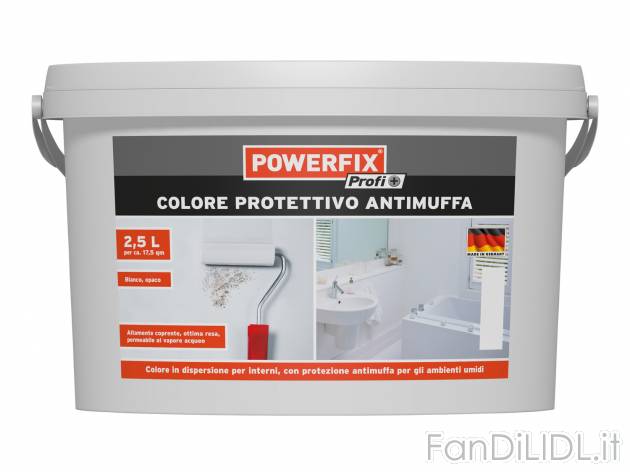 Vernice antimuffa Powerfix, prezzo 7.99 &#8364; 
2,5 l 
- Bianco, opaco
Caratteristiche
 ...