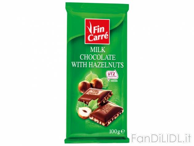 Cioccolato al latte con nocciole tritate , prezzo 0,75 &#8364; per 2x 100 g, ...