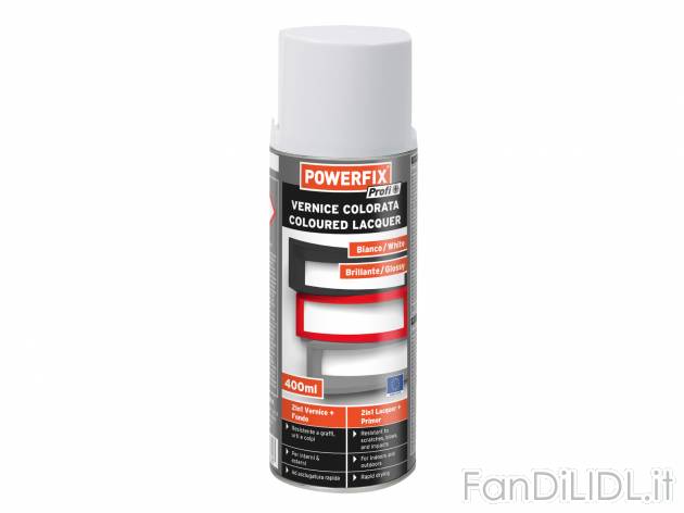 Vernice trasparente o colorata spray Powerfix, prezzo 2.99 €  
400 ml
Caratteristiche