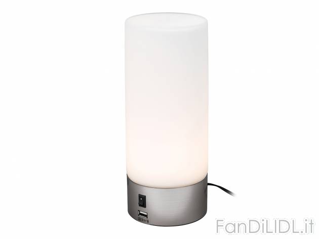 Lampada LED da tavolo con porta USB Livarno Lux, prezzo 14.99 € 
- Paralume in ...