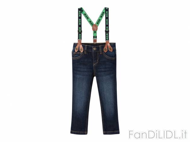 Jeans da bambino con bretelle Lupilu, prezzo 8.99 &#8364; 
Misure: 1-6 anni
Taglie ...