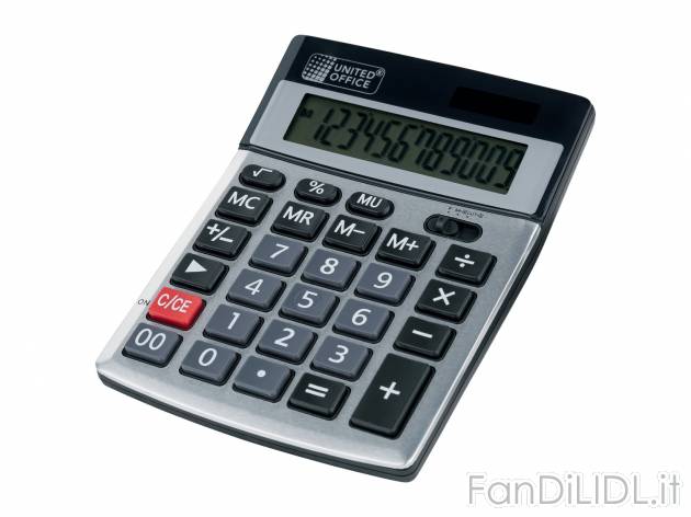Calcolatrice da tavolo United Office, prezzo 3.99 &#8364; 
- Display a 12 cifre
- ...