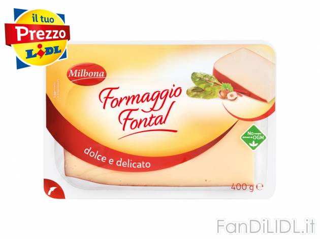 Formaggio Fontal Milbona Disponibile nel banco frigo, prezzo 1.29 € 
Sconto alla ...