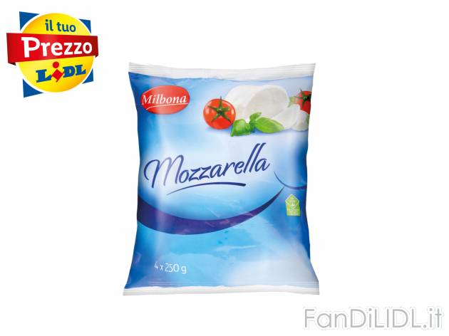 Mozzarella Milbona Disponibile nel banco frigo, prezzo 2.79 € 
Sconto alla cassa
Caratteristiche

- ...