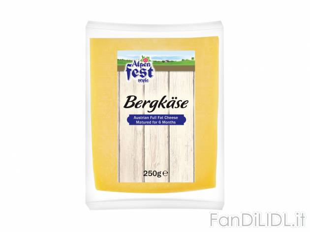 Bergkäse - Formaggio austriaco Alpen Fest Style, prezzo 2.19 € 
- 
A pasta ...