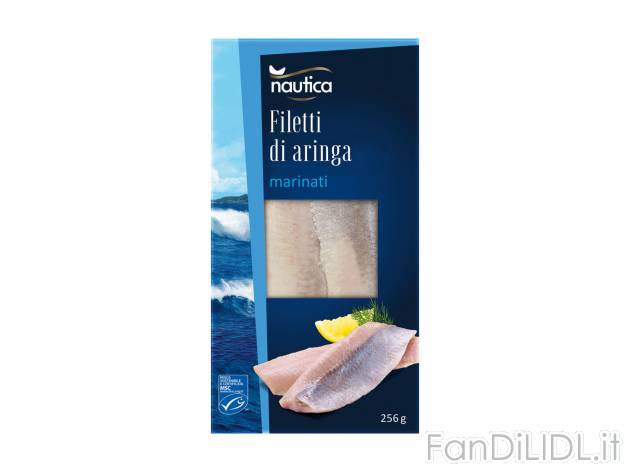 Filetti di aringa Nautica, prezzo 1.49 € 
- Marinati
- Pesca sostenibile e certificata. ...