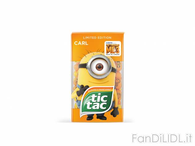 Tic Tac Minions , prezzo 1.75 &#8364; per 49 g confezione 
- Al gusto banana ...