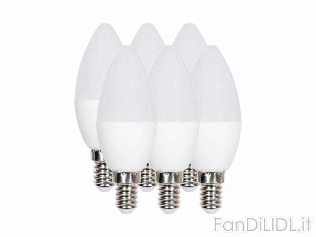 Lampadina LED Livarno Lux, prezzo 9.99 € 
6 pezzi 
- Attacchi e potenze disponibili: ...