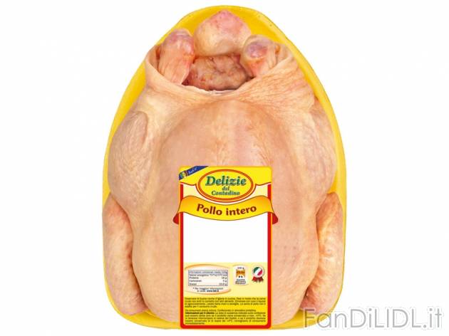 Pollo intero , prezzo 3,69 &#8364; per 1.15 kg, € 3,21/kg EUR. 
- Da provare ...