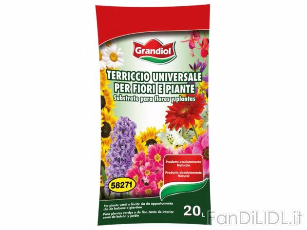 Terriccio 20L , prezzo 0,99 &#8364; per Alla confezione 
-  Adatto per piante da fiore