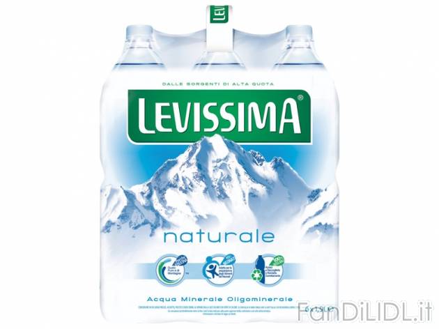 Acqua minerale naturale , prezzo 1,80 &#8364; per 6x 1,5 l, € 0,20/l EUR. ...