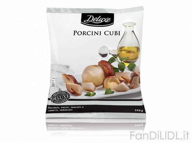 Funghi porcini a cubi Deluxe, prezzo 2,49 &#8364; per 300 g, € 8,30/kg EUR. ...