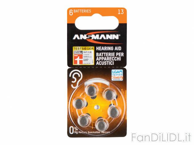 Batterie a bottone per amplificatore acustico Ansmann, prezzo 1.99 € 

Caratteristiche ...