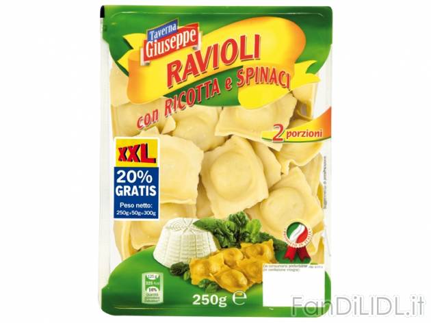 Ravioli alla carne o ricotta e spinaci , prezzo 0,99 &#8364; per 250 g + 50 ...