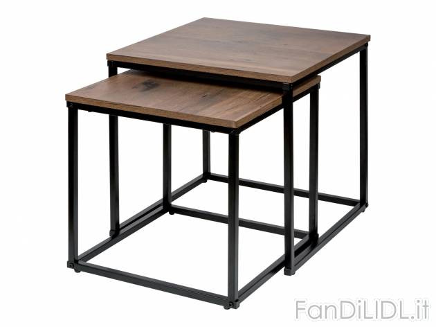 Set tavolini in metallo Livarno Living, prezzo 29.99 € 
2 pezzi 
- Piccolo: ...