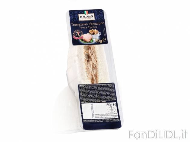 Tramezzino veneziano Italiamo, prezzo 0,99 &#8364; per 80 g, € 12,38/kg EUR. ...