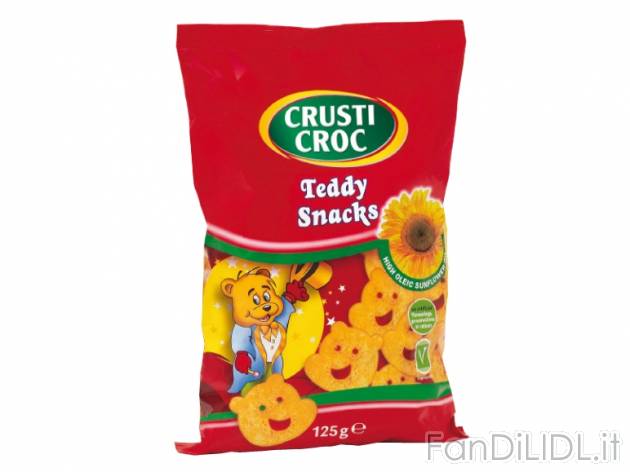 Teddy Snacks , prezzo 0,99 &#8364; per 125 g, € 7,92/kg EUR. 
- Cos&#236; ...