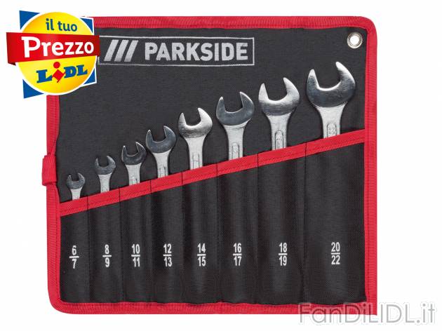 Set chiavi a forchetta doppia Parkside, prezzo 8.99 € 
8 pezzi 
- In acciaio ...