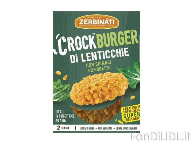 Crock burger di lenticchie con spinaci , prezzo 1.99 EUR