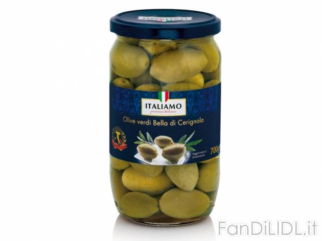 Olive verdi Bella di Cerignola Italiamo, prezzo 1,49 &#8364; per 420 g (peso ...