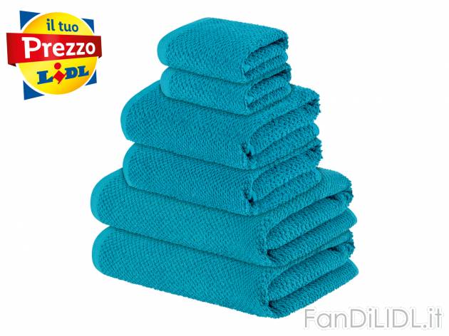 Set asciugamani Livarno, prezzo 8.99 &#8364; 
6 pezzi 
- Puro cotone
- 2 teli ...