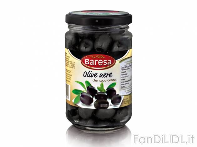 Olive nere denocciolate Baresa, prezzo 0,79 &#8364; per 125 g (peso sgocc.), ...