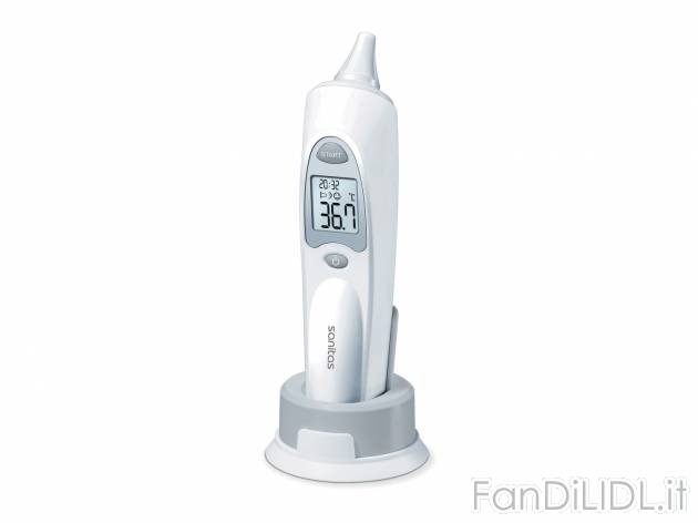 Termometro a infrarossi Sanitas, prezzo 14.99 € 
- Allarme febbre: segnale acustico
- ...