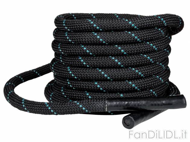 Fune battle rope Crivit, prezzo 29.99 € 
- Lunghezza: 10 m, Ø: 3 cm
- Peso: ...