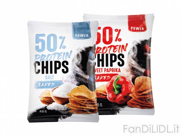 Chips proteiche , prezzo 1.29 EUR  
Chips proteiche    
-  Salate o gusto peperone