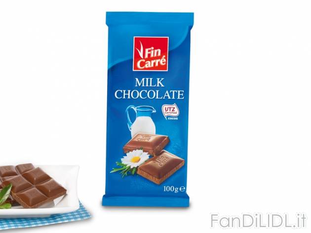 Cioccolato al latte , prezzo 0,75 &#8364; per 2x 100 g, € 3,75/kg EUR. 
- ...